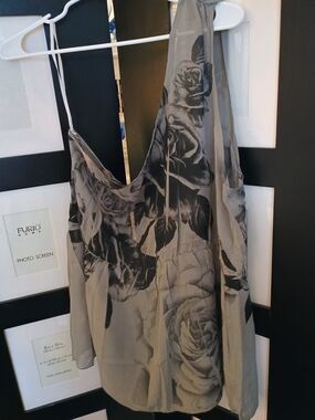 PRICE FIRM NWOT Gray & Black Floral One Shoulder Blouse